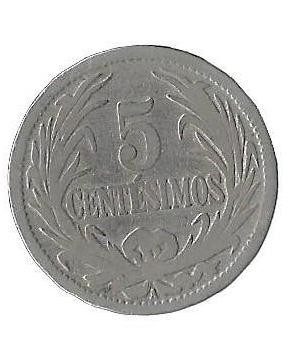 Moneda 5 centesimos 1909 - Uruguay foto