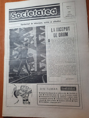 ziarul societatea anul 1,nr.1 din 2-8 aprilie 1990-prima aparitie foto