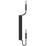 Cablu Audio 3.5 mm la 3.5 mm Usams Spring US-SJ256, TRS - TRS, Spiralat, 1.2 m, Negru SJ256YP01