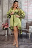 N839RR-12 Set 2 piese lenjerie casual din desu si halat cu material satinat