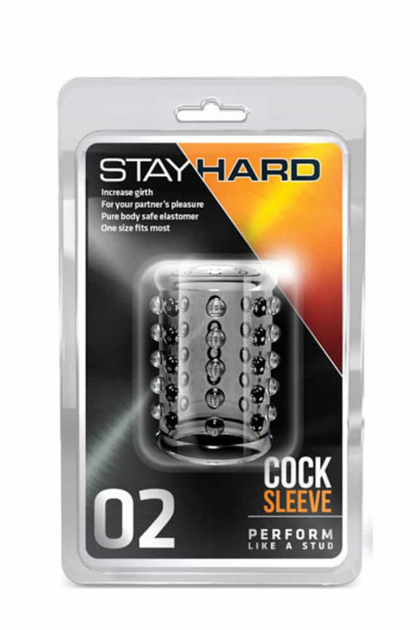 Stay Hard Cock Sleeve 02 Clear - Manșon Penis pentru Stimulare Extinsă, 5 cm