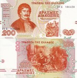 Grecia 200 Drahme 1996 UNC Bancnota NeCirculata