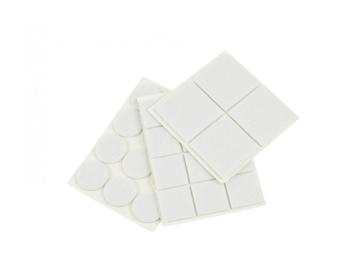 Set protectie pasla autoadeziva, rotunde si dreptunghiulare, 25 x 25 mm / 40 x 40 mm, alb, Geko G29815