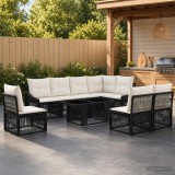 Cumpara ieftin Set de canapele pentru gradina 9 buc. Negru si Alb crem