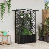 vidaXL Pat Ridicat cu Trellis și Acoperiș Negru 122 x 40 x 141 cm PP 42032536