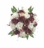 Buchet flori personalizabil, Eventissimi, Trandafiri, Glixia si Floarea Miresei, Alb Visiniu, Eventissimi&reg;