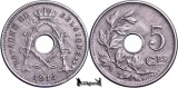 1914, 5 Centimes - Albert I - Regatul Belgiei - inscripție franceză, Europa