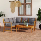 VidaXL Set mobilier de grădină cu perne, 4 piese, lemn masiv de acacia