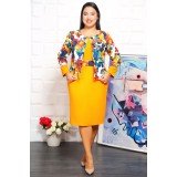 Rochie Gavis Stil Compleu Mustar - 58Marimea