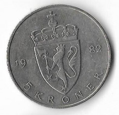 Moneda 5 kroner 1982 - Norvegia foto