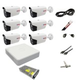 Kit complet 6 camere supraveghere exterior 2MP 40m IR, DVR Hikvision