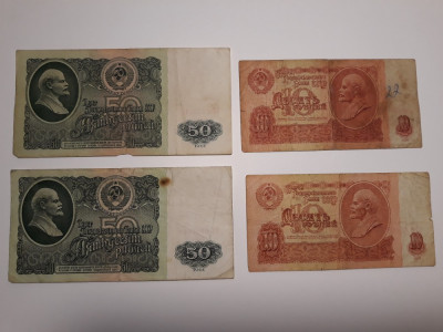 BANCNOTE RUSIA / URSS -10 RUBLE 1961 2BUC -50 RUBLE 1961 2BUC -LOT 2 BUC- LOT 11 foto