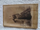 Fotografie veche atelier Spirescu , ZOE NISTOR cu dedicatie familiei NANES ,,