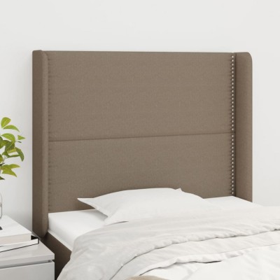 vidaXL Tăblie de pat cu aripioare gri taupe 93x16x118/128 cm textil 3119426 foto