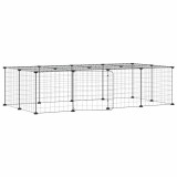 Cumpara ieftin Cusca animale de companie cu usa 20 panouri negru 140x70x35 cm otel