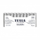 Set 10 baterii alkaline mangan fara mercur AAA LR03 TESLA SILVER 1.5V nereincarcabila