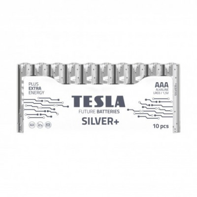 Set 10 baterii alkaline mangan fara mercur AAA LR03 TESLA SILVER 1.5V nereincarcabila foto
