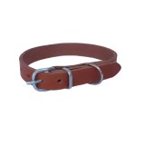 Cumpara ieftin Zgarda caine piele naturala maro 50cm x 2cm, ajustabila 30-39cm, talie medie S-M