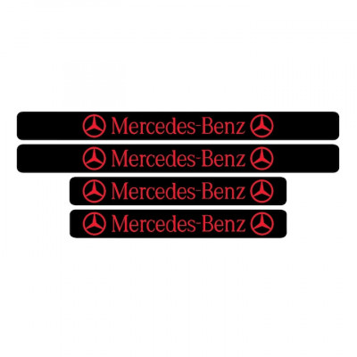 Set 4 protectii praguri auto, autoadezive Mercedes Benz, Rosu foto