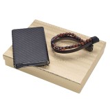 Set portcard si bratara piele cu cruciulita, cutie cadou