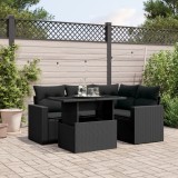Cumpara ieftin Gossi set mobilier de gradina cu perne, 5 piese, negru, poliratan