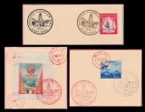 1954 Romania - 3 Suveniruri filatelice cu stampila speciala de la Expozitia Filatelica SIBIU, serii complete