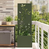vidaXL Ghiveci de Grădină cu Panou Decorativ Verde oliv 50 x 140 cm