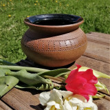 Cumpara ieftin ZM1895- Vas decorativ/ planter/ vaza- ceramica artizanala scandinava- vintage-