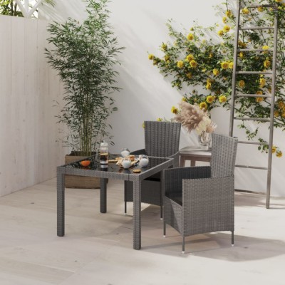 vidaXL Set mobilier de exterior cu perne, 3 piese, gri, poliratan foto