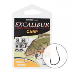 Carlige Excalibur Carp Method Feeder, 10buc (Marime Carlige: Nr. 6)
