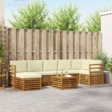 vidaXL Seturi de canapele 8 pcs Natural și Crem Lemn Solid de Acacia 3375190