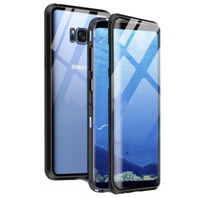 Husa Magnetic Glass 360&amp;deg; (sticla fata + spate) pentru Samsung Galaxy S8 Plus, Negru foto