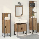 Cumpara ieftin Set de mobilier pentru baie 4 buc. Maro 33 x 33 x 185,5 cm