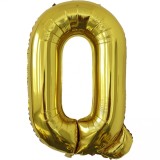 Balon folie metalizata litera q, flippy, 80 cm, umflati cu heliu sau aer, ambalaj individual, pai inclus, auriu