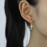 Cercei Argint 925 Veriga Cu Cruciulita placati cu aur ARG409G, Argintboutique