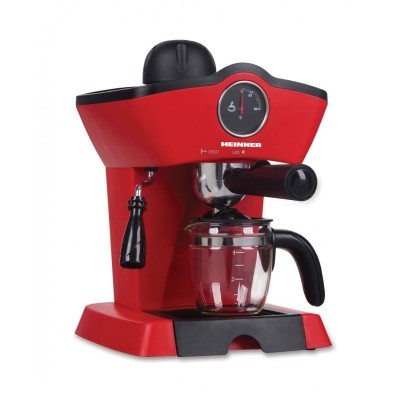 Espressor manual Retro effect Heinner, 800 W, 3.5 bari, 250 ml, control mecanic, cana sticla, Rosu foto