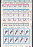 ROMANIA 1967 LP 657 b J.O. DE IARNA-GRENOBLE SET COLI 10 TIMBRE+5 VINIETE MNH, Nestampilat