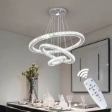 Greelustr Candelabru led HQ-246-H, candelabru modern de sufragerie din cristal cu 3 setari lumini, pandantiv nordic, 3 segmente cerc