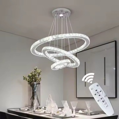 Greelustr Candelabru led HQ-246-H, candelabru modern de sufragerie din cristal cu 3 setari lumini, pandantiv nordic, 3 segmente cerc foto