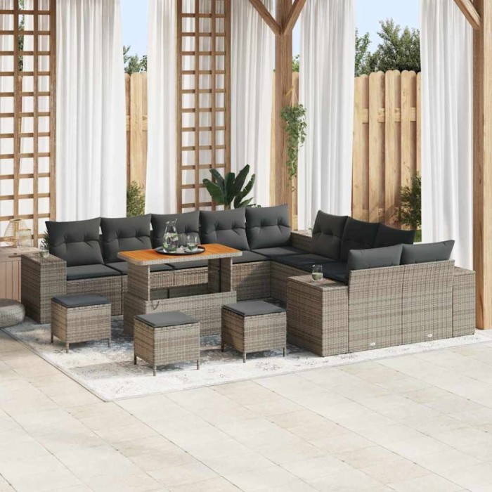 vidaXL Set de canapele pentru grădină 14 pcs Gri 110 x 55 x 71 cm 3364023