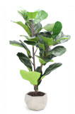 Cumpara ieftin Ghiveci din piatra cu floare artificiala, decorativa, verde, 72 cm