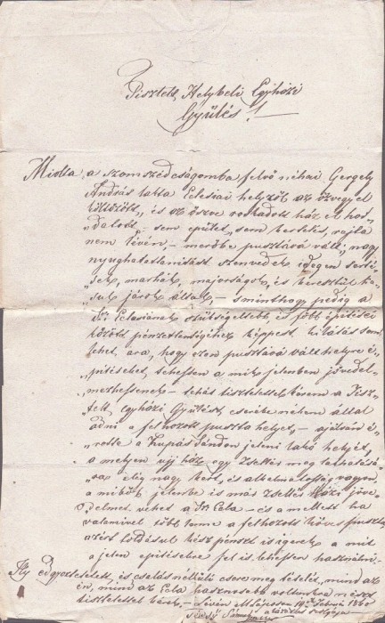 A3769N Pl&acirc;ngere &icirc;mpotriva unui vecin, T&acirc;rgu Lăpuș, 1860, limba maghiară/Magyar nyelvű okirat, Magyarlapos, 1860