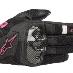 Manusi touring moto dame Alpinestars Stella Smx-1 V2, negru/roz, marime S