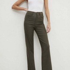 Answear Lab pantaloni femei, culoarea verde, lat, high waist