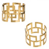 Inele pentru șervețele, Model Geometric, Set 2 Bucăți, Auriu, Metal, 4.3x3cm