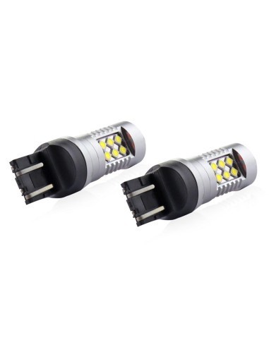 Set 2 Becuri Led Auto, W21/5W, T20, Canbus, 12/24V, Alb