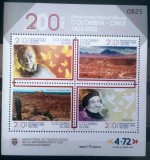 Columbia 2022 personalități scriitori Gabriela Mistral, premiul Nobel,bloc mnh