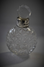 Sticla / Sticluta parfum veche - Cristal cu Argint Anglia Birmingham 1916 foto