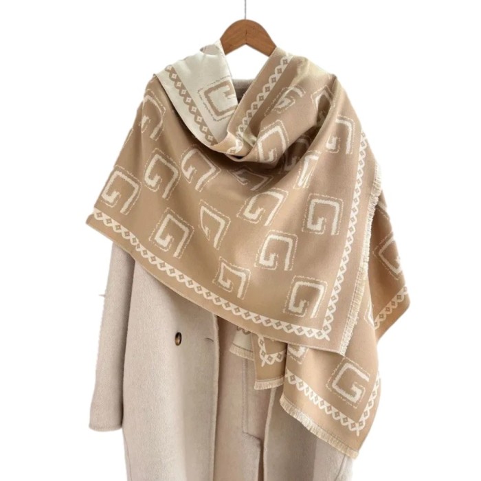 Esarfa casmir jacquart bej geometric