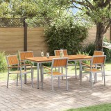 VidaXL Set de masă pentru grădină 7 pcs Gri și maro 200 x 90 x 75 cm
